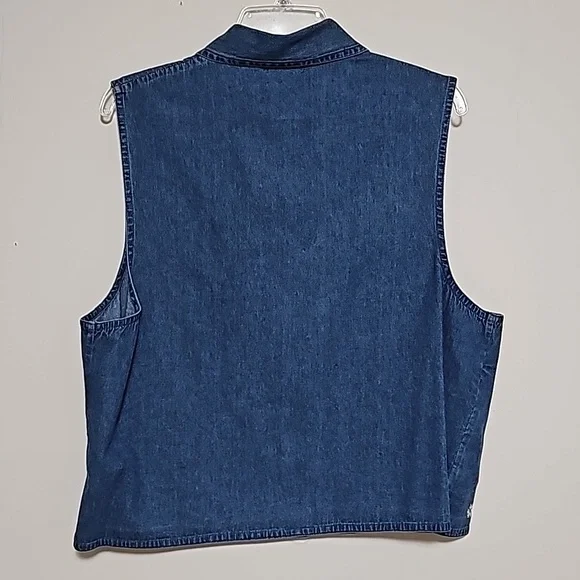 Dress Barn Snowflake Denim Vest  Xl Christmas Holiday Zipper Closure Estate Sale - Picture 4 of 4